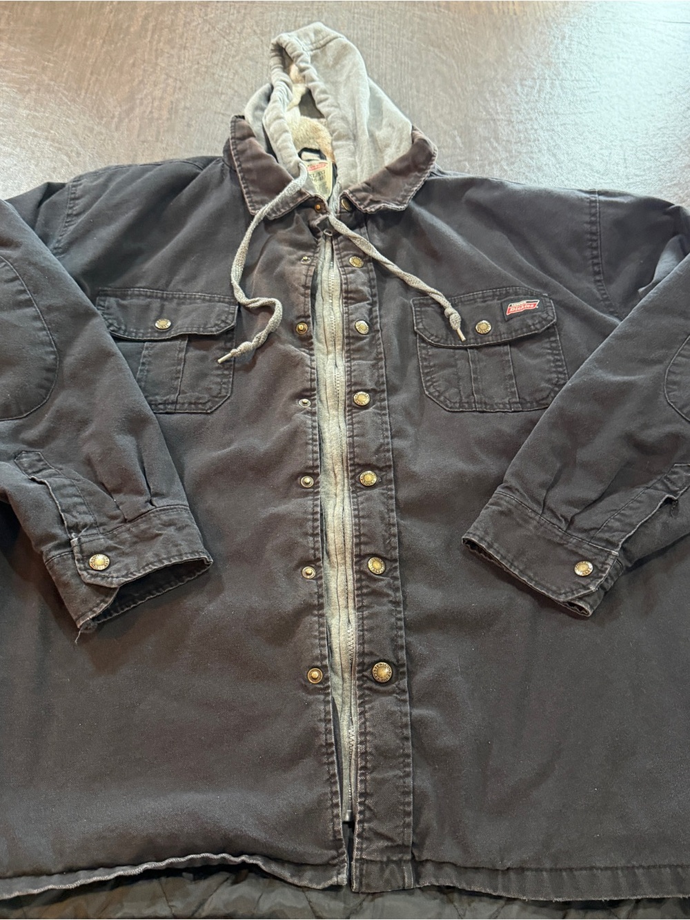 Dickies Black Hooded Zipup Work Jacket Sz XL